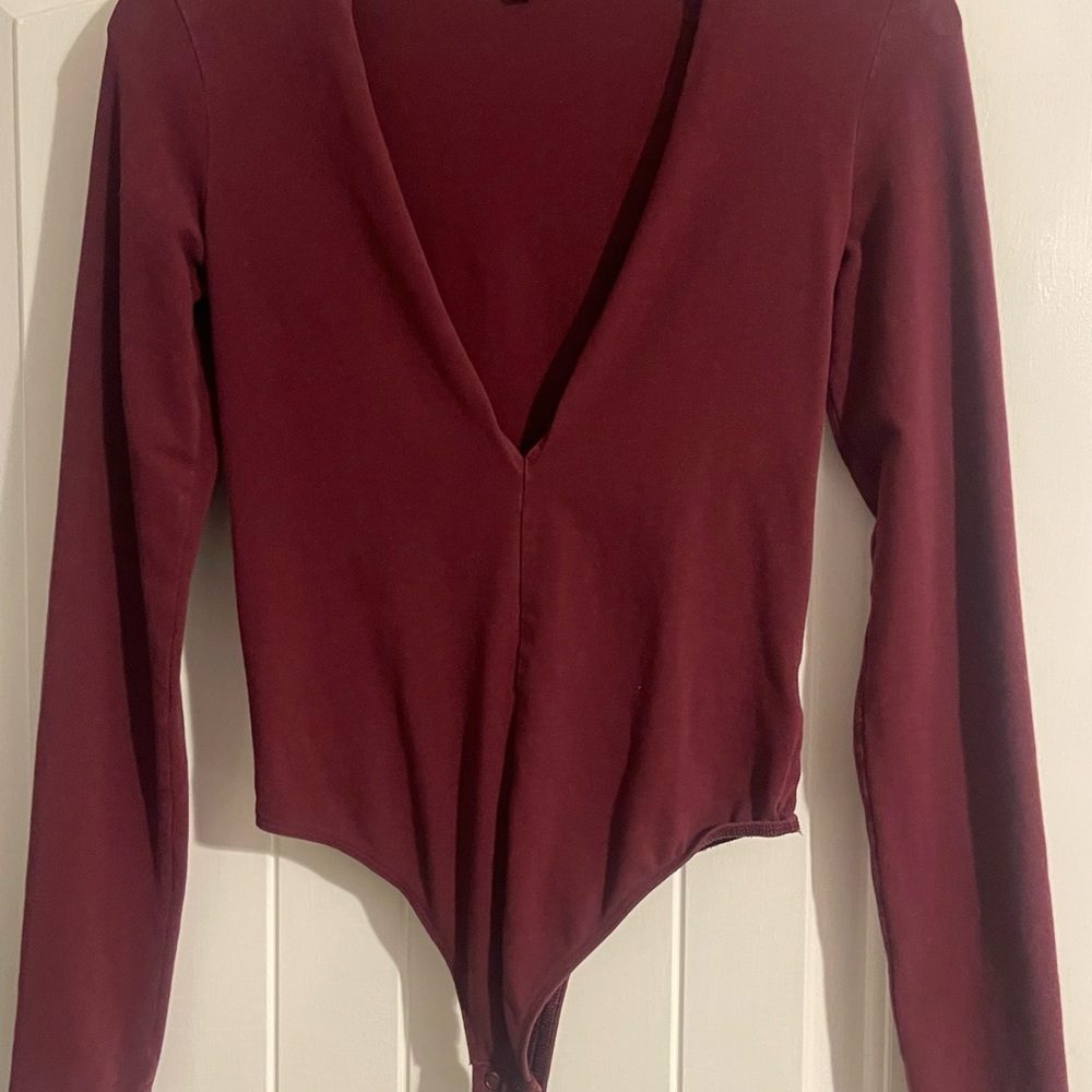 Elegant Burgundy V-Neck Women's Top